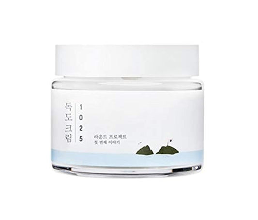 ROUND LAB 1025 Dokdo Cream 2.71 Fl Oz, Hydrating Moisture Barrier Face Moisturizer for Smooth Skin Texture, Rich and Dense Face Cream, 24-Hour Hydration, Skin Barrier Strengthening, Korean Skincare