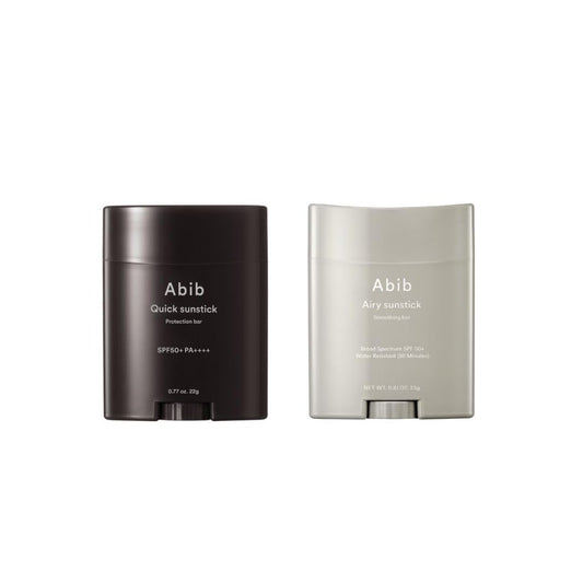 Abib Sunstick Duo SET: Quick Sunstick Protection Bar & Airy Sunstick Smoothing Bar SPF50+ PA++++