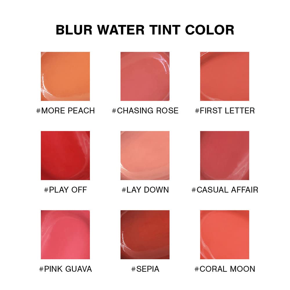 3CE BLUR WATER TINT(4.6g) soft lip with less smear with a blurry finish (#DOUBLE WIND) with sun cream(1ml*3ea)