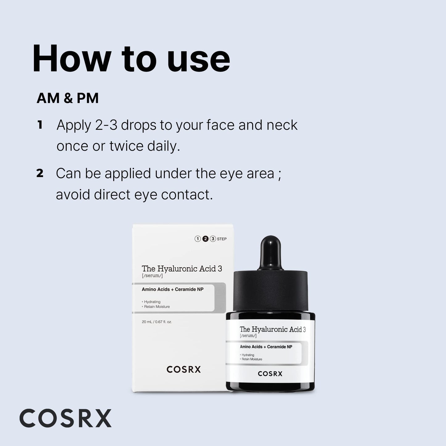 COSRX Pure Sodium Hyaluronic Acid 3% Serum, Hydration & Moisture Boosting Facial Serum for Fine Lines & Wrinkles, Plump & Repair Dry Skin, 0.67fl.oz/20ml, No Artificial Fragrance, Korean Skin Care