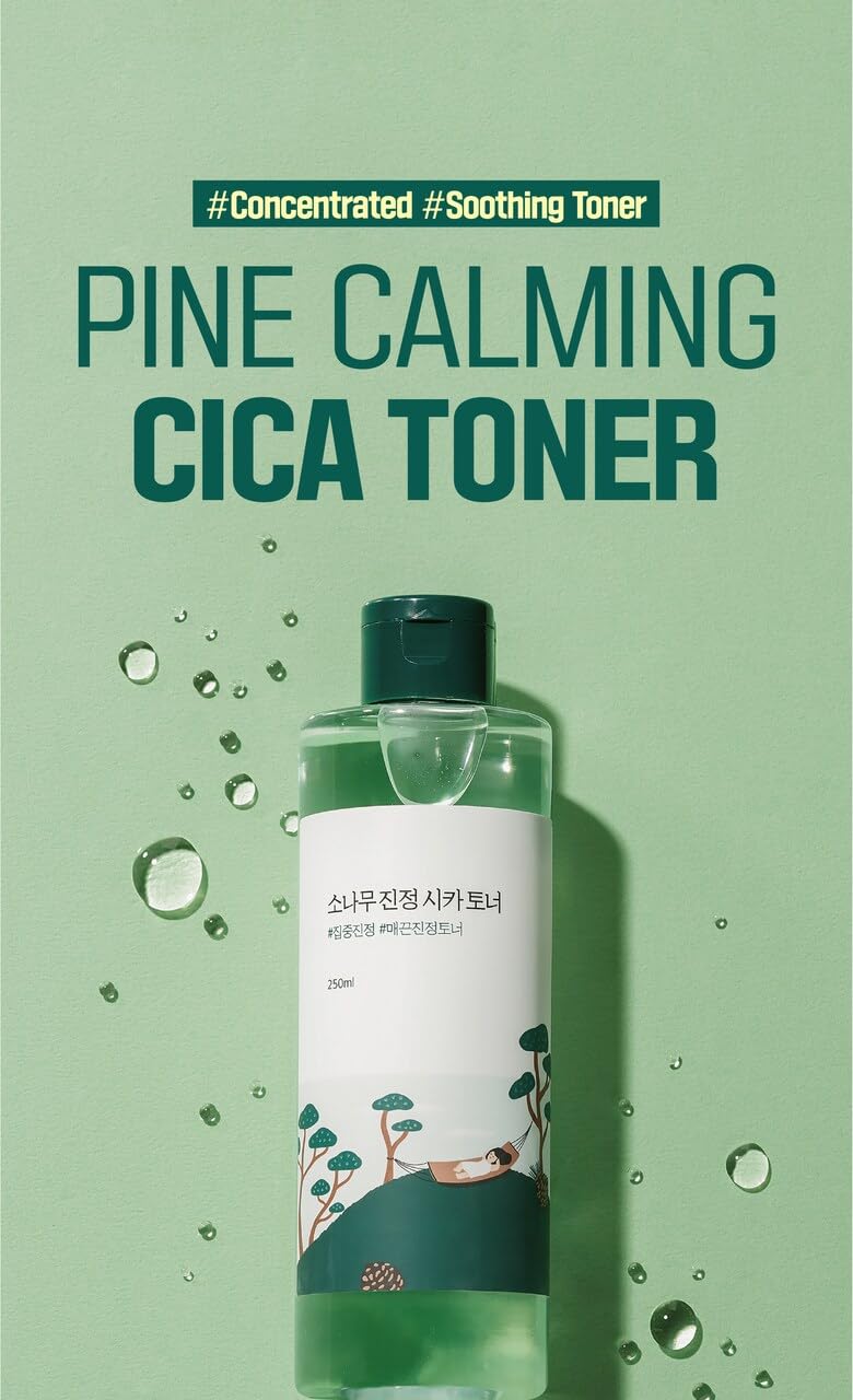 ROUND LAB Pine Tree Calming CICA Toner 8.45 Fl Oz, Face serum, Intesive Calming for Sensitive Skin, Skin Care and rejuvenate, Strong Vitality with madecasocide