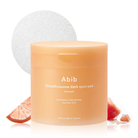 Abib Glutathiosome dark spot pad Vita touch 60 Pads / 7.43 fl.oz. | Korean Skincare, Dark Spot, Hyperpigmentation Toner Pads for Sensitive, Uneven Skin | Niacinamide, Viatmin C