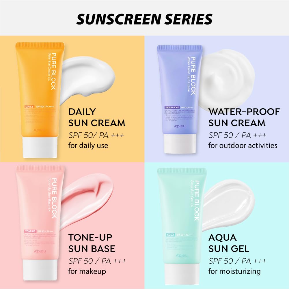 A'PIEU Pure Block Tone Up Sunscreen Base SPF50+/PA+++ 50ml | Tone-Up Reef Safe Korean Sunscreen for Makeup Base