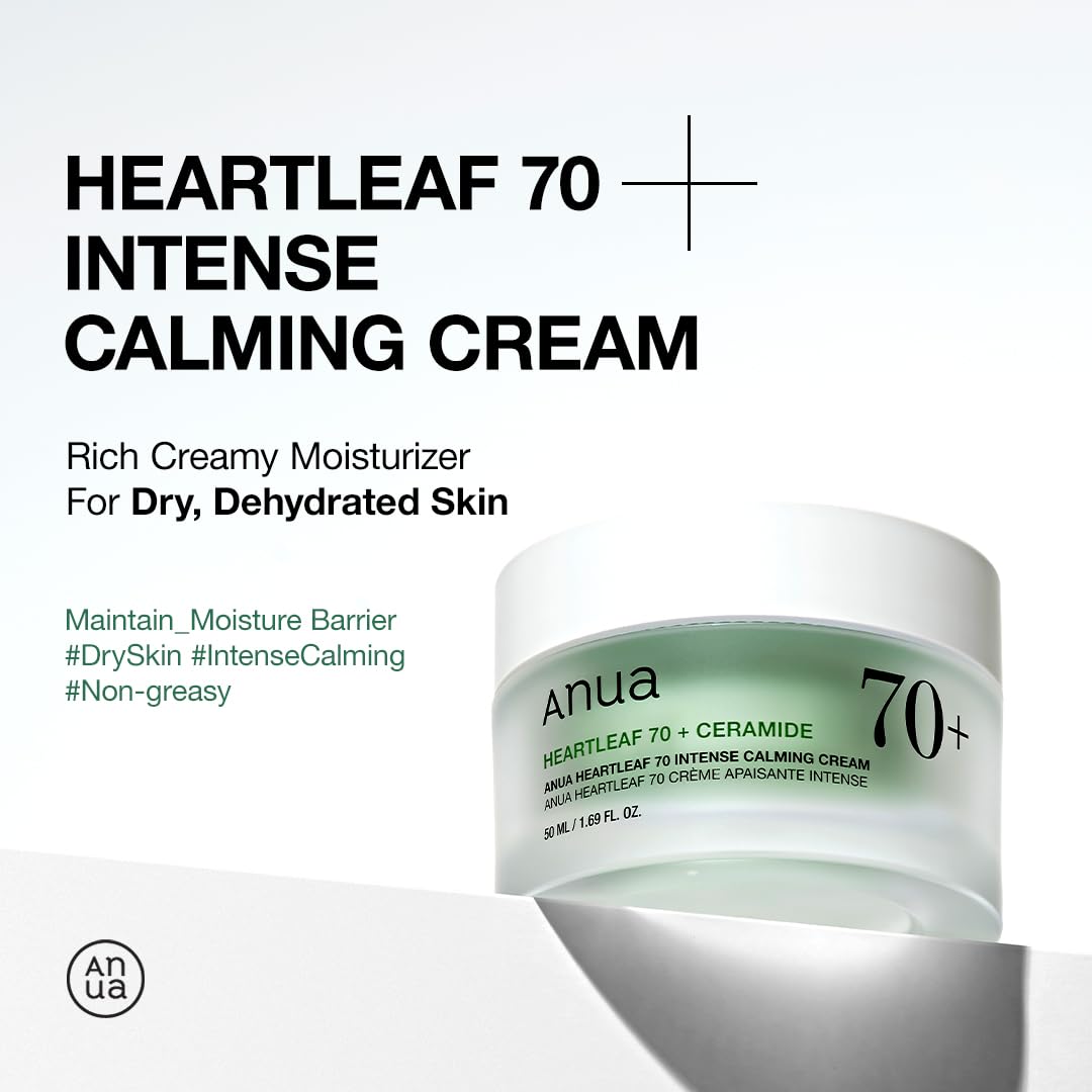 ANUA Heartleaf 70 Intense Calming Cream with Ceramide, Panthenol, Heartleaf extract, Korean Skin care - (50ml /1.69Fl. Oz)