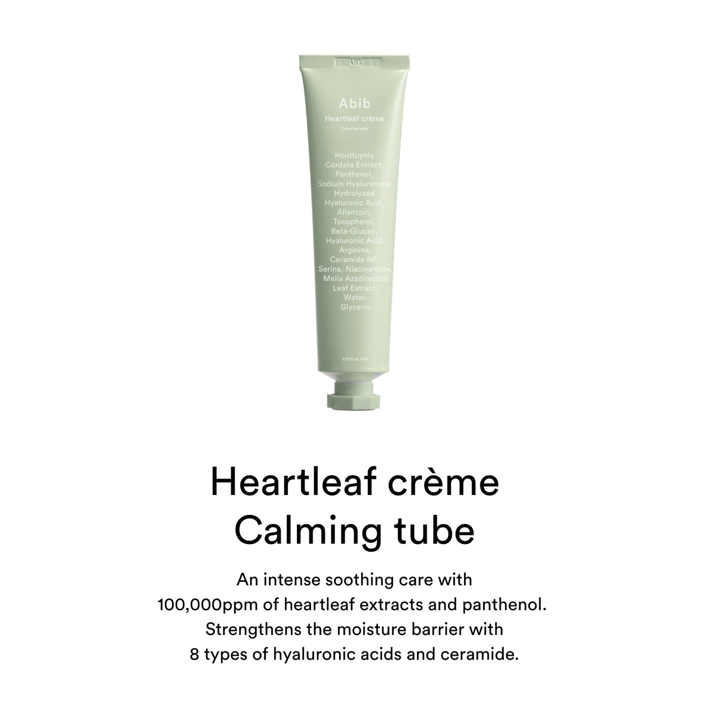 Abib Heartleaf Creme Calming Tube 2.54 Fl Oz I Soothing Moisturizer for Dryness