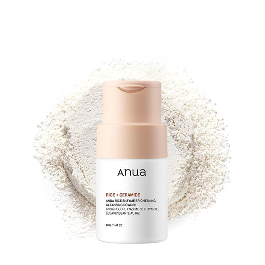 ANUA RICE ENZYME BRIGHTENING CLEANSING POWDER, Rice Mask, Ceramide, Gentle Face Wash for Brightening, Radiant Skin, Facial Cleanser for Dry Skin, Korean Skincare, Fragrance Free, 40g/1.41fl.oz.