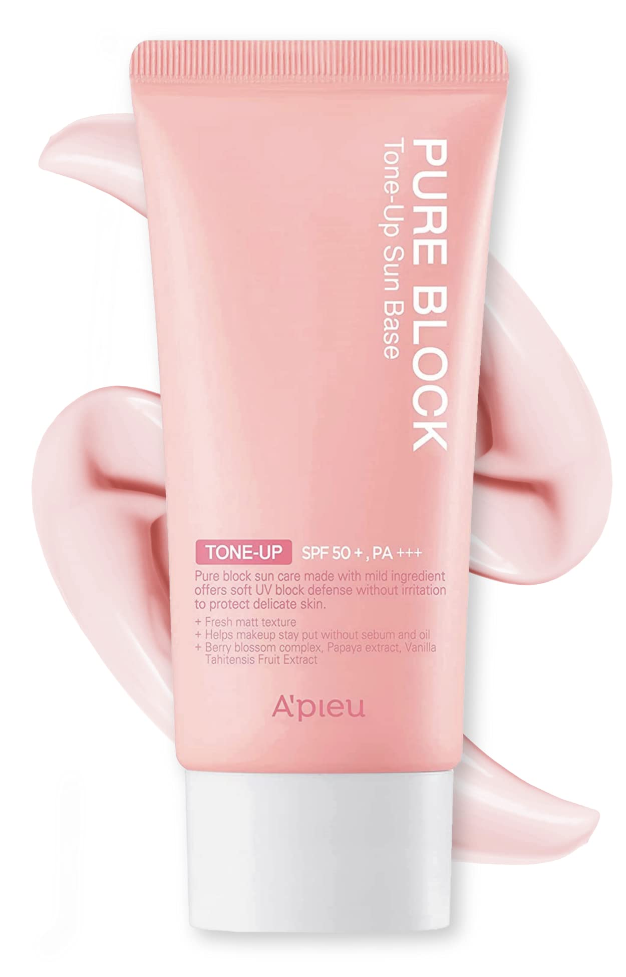 A'PIEU Pure Block Tone Up Sunscreen Base SPF50+/PA+++ 50ml | Tone-Up Reef Safe Korean Sunscreen for Makeup Base