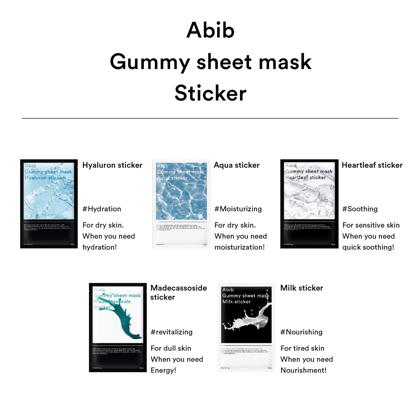 Abib Gummy sheet mask Madecassoside sticker 27ml (10pcs)