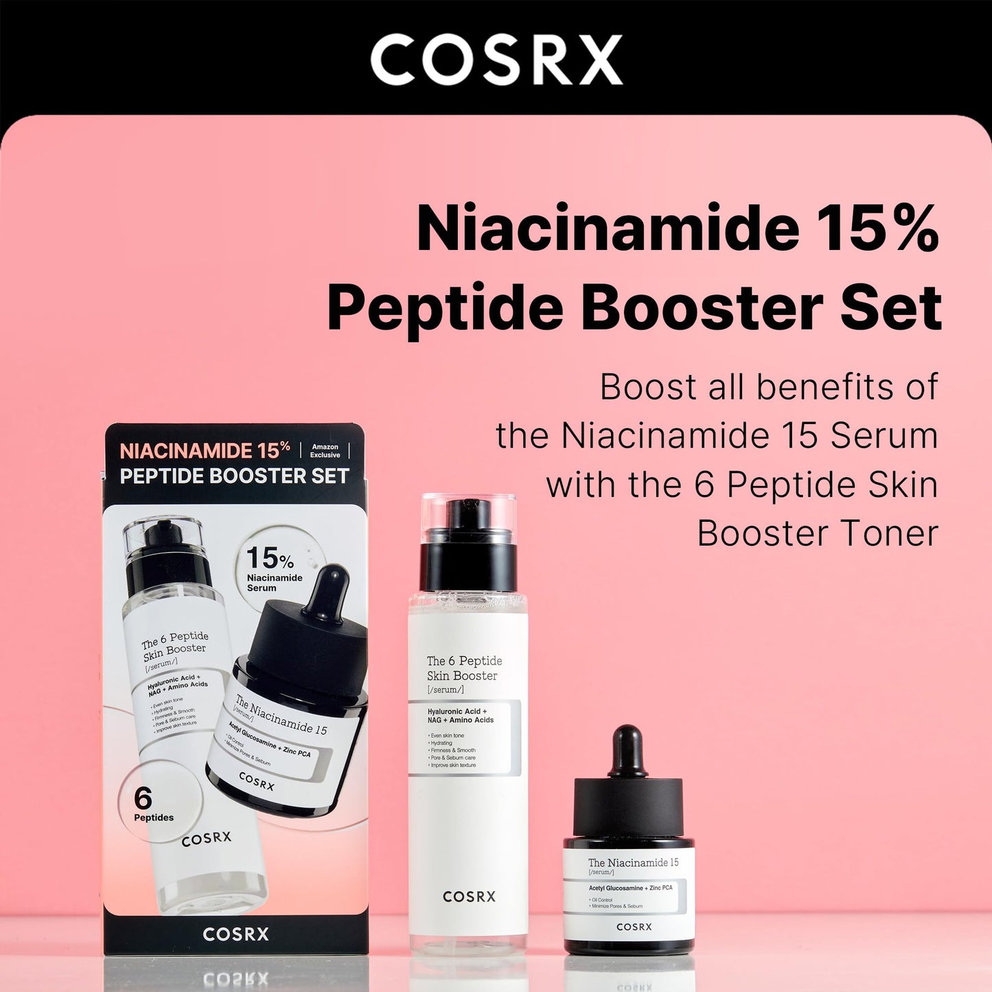 COSRX Niacinamide 15% Peptide Booster Set - Amazon Exclusive - Korean Skin Care Set, Gift Sets, Stocking Stuffers for Women, Niacinamide Serum, Face Serum