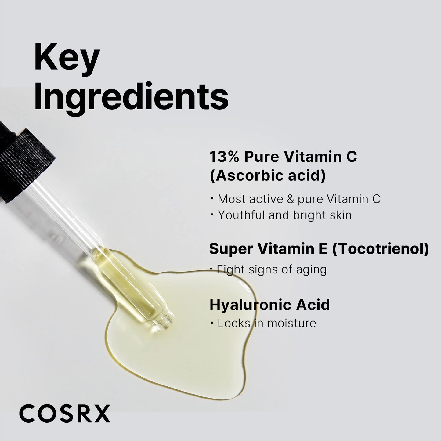 COSRX Pure Vitamin C 13% Serum with Vitamin E & Hyaluronic Acid, Hydrating Facial Serum for Fine Lines, Uneven Skin Tone & Dull Skin, 0.67fl.oz/20ml, Korean Skin Care