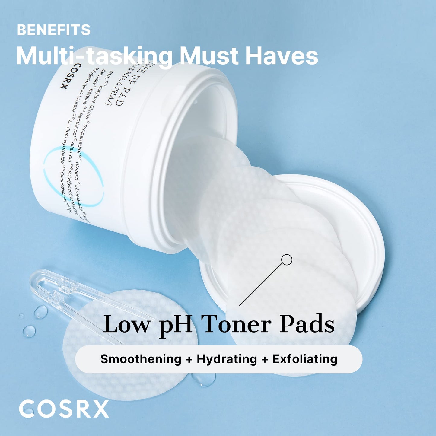 COSRX Propolis Toner Pads 70 Sheets, BHA, Gentle Daily Exfoliant for Sensitive Skin, Preventing Breakouts, Moisturizing, Nourishing, Blemish Care, Korean Skin Care