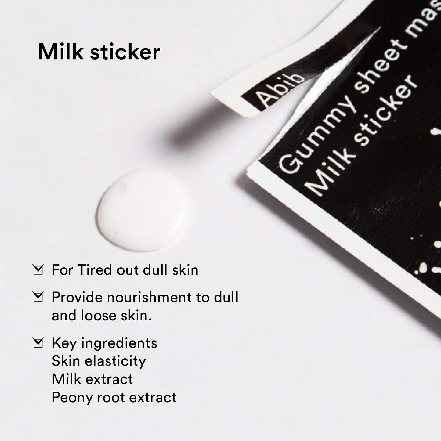 Abib Gummy Sheet Mask Milk Sticker 10 Sheets I Nourishing and Revitalizing for Dryness