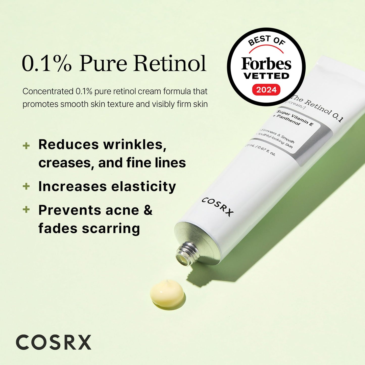 COSRX Retinol 0.1% Cream, 0.67 Oz, Anti-aging Eye & Neck Cream with Retinoid Treatment to Firm Skin, Reduce Wrinkles, Fine Lines, Signs of Aging, Gentle Daily Korean Skin Care