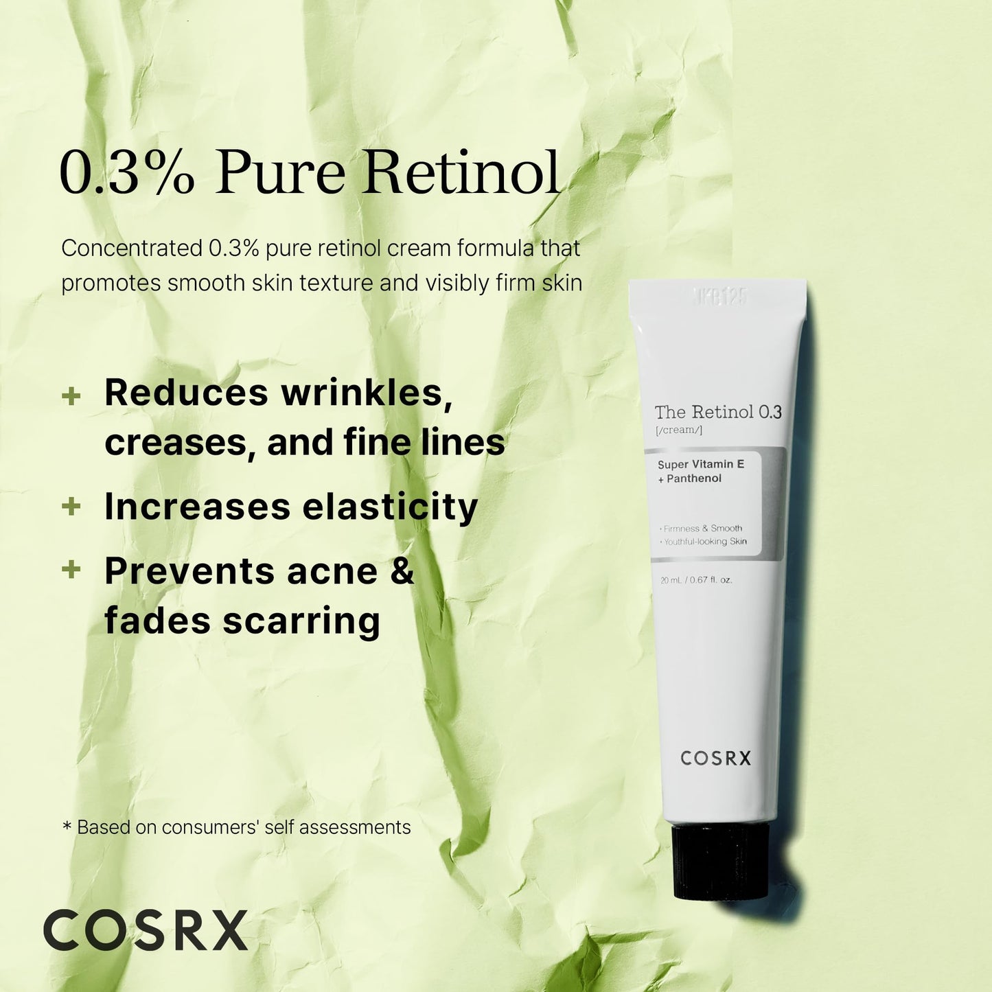 COSRX Retinol Cream, 0.67 Oz, Anti-aging Eye & Neck Cream with Retinoid Treatment to Firm Skin, Reduce Wrinkles, Fine Lines, Signs of Aging, Gentle Daily Korean Skin Care (Retinol 0.3% Cream)