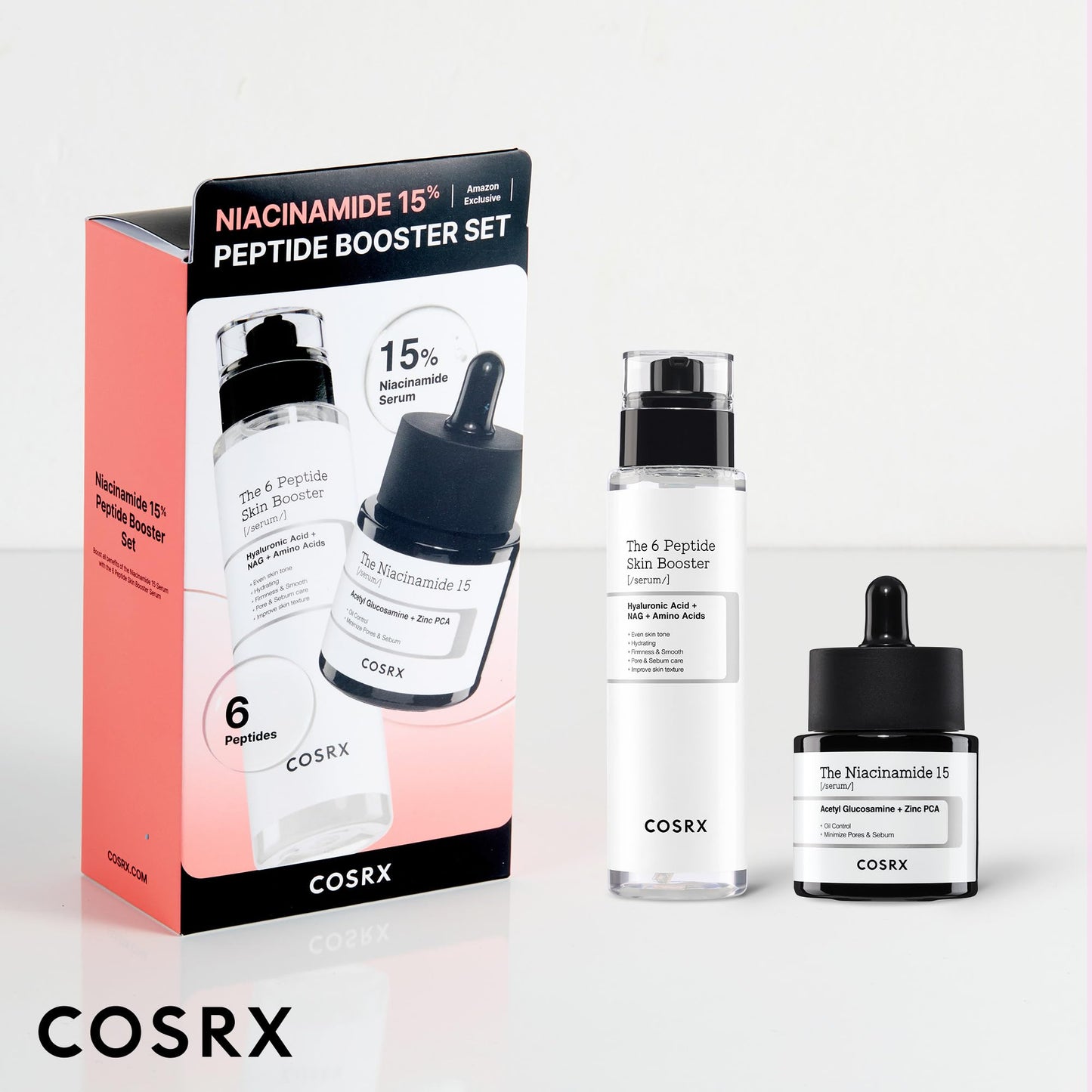 COSRX Niacinamide 15% Peptide Booster Set - Amazon Exclusive - Korean Skin Care Set, Gift Sets, Stocking Stuffers for Women, Niacinamide Serum, Face Serum