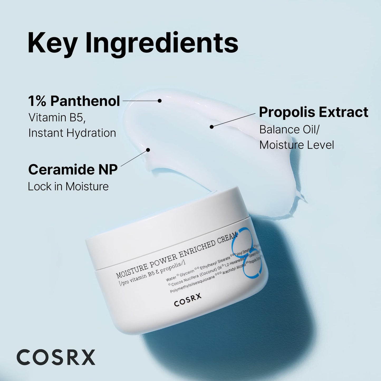 COSRX Hyaluronic Acid Moisturizer for Day & Night with Pro Vitamin B5 (D Panthenol) 50ml/1.69 fl.oz | Propolis Extract, Ceramide, Long Lasting Hydration for Dry, Sensitive Skin, Korean Skin Care