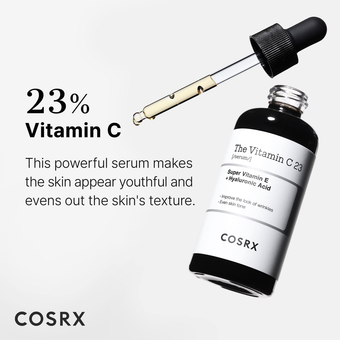 COSRX Pure Vitamin C 23% Serum with Vitamin E & Hyaluronic Acid, Brightening & Hydrating Facial Serum for Fine Lines, Uneven Skin Tone & Dull Skin, 0.7oz/20g, Korean Skin Care