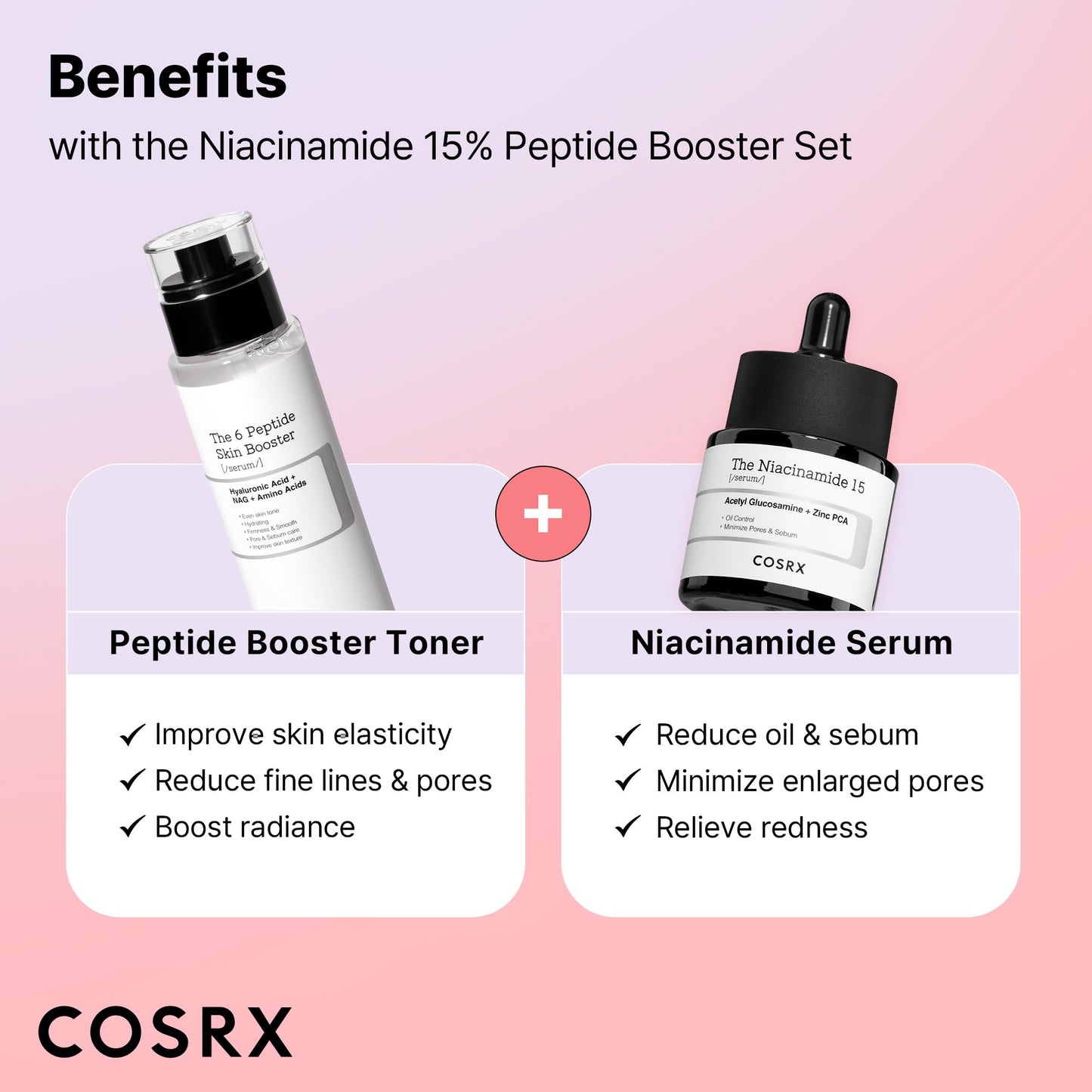 COSRX Niacinamide 15% Peptide Booster Set - Amazon Exclusive - Korean Skin Care Set, Gift Sets, Stocking Stuffers for Women, Niacinamide Serum, Face Serum