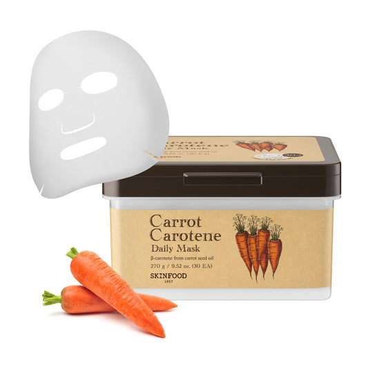 SKINFOOD Carrot Carotene Daily Mask 9.52 oz (30EA) - Soothing, Quick Hydrating, Sensitive Skin, Carrot seed oil, Relieving Redness