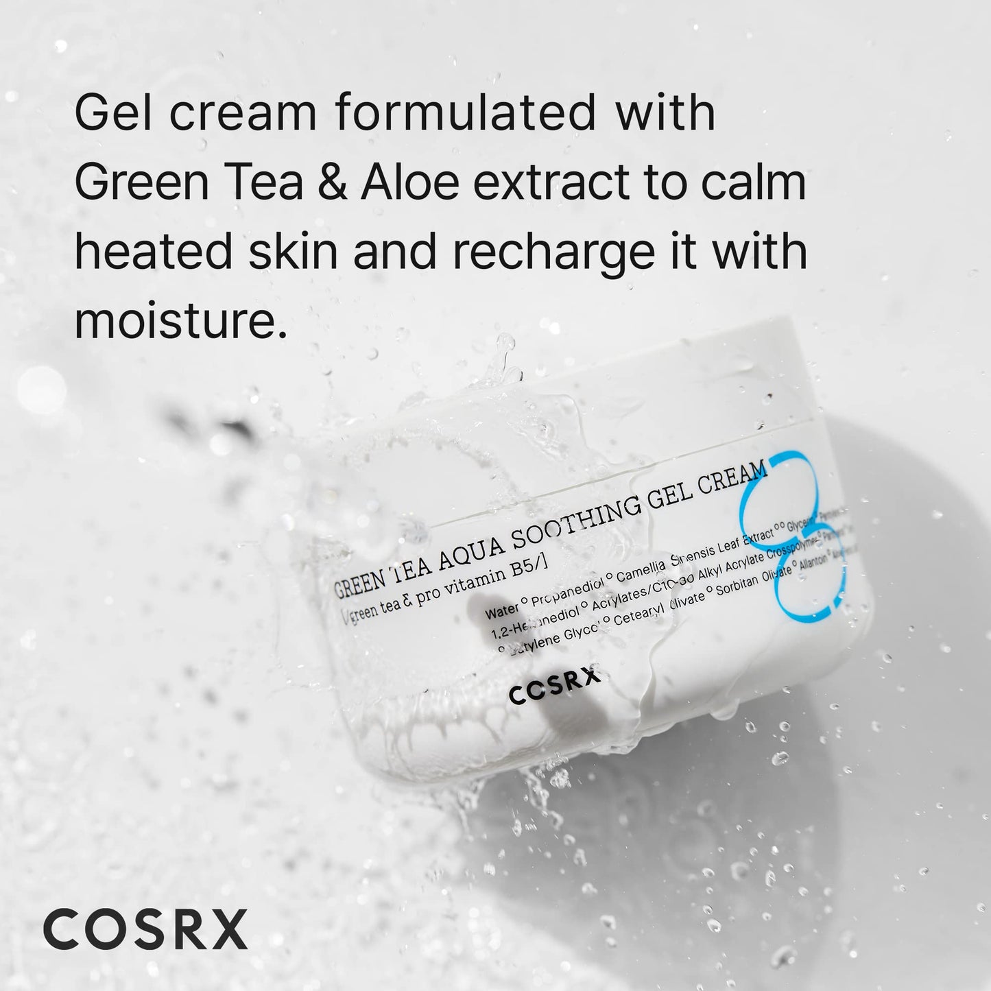 COSRX Hydrium Green Tea Aqua Soothing Gel Cream, 1.69 fl.oz / 50ml | Lightweight Daily Cream | Camelia, Aloe Gel | Korean Skin Care, No Animal Testing, Paraben Free