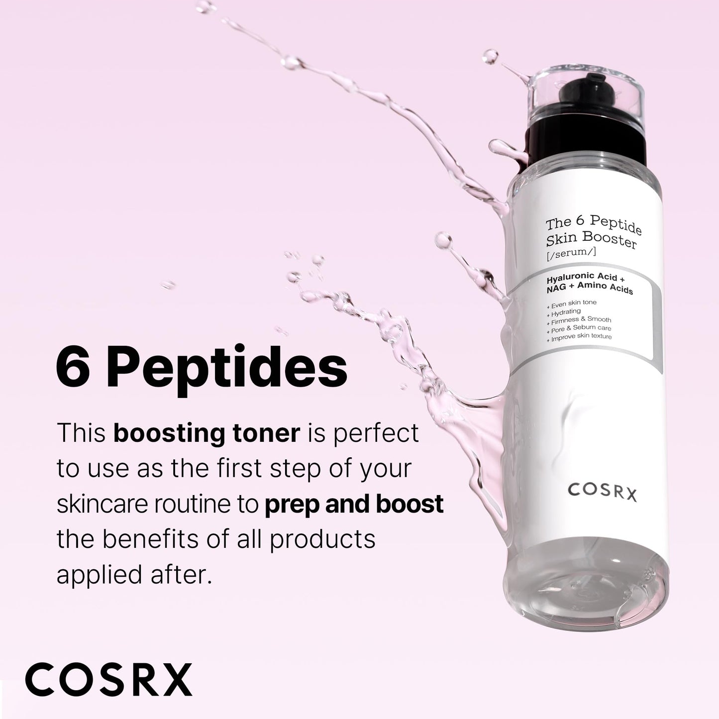 COSRX 6X Peptide Collagen Booster Toner Serum, Niacinamide & Hyaluronic Acid Skin Renewal Boosting Facial Essence for All Skin Types, Korean Skin Care, Paraben Free, 150mL/5.07 Fl.Oz