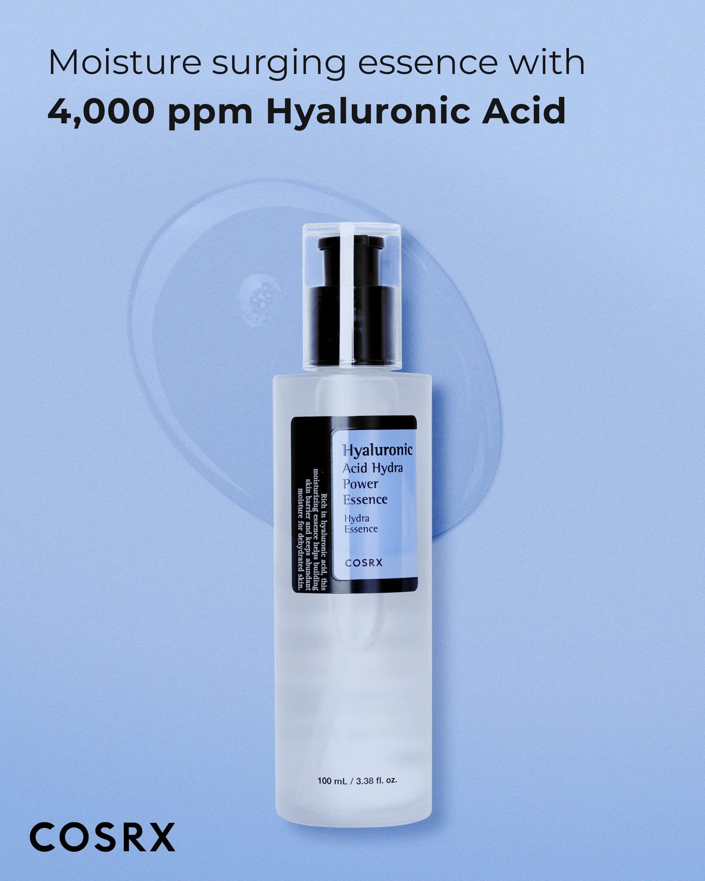 COSRX Hyaluronic Acid Toner, 3.38 fl.oz / 100ml, For Dry Skin, Lightweight Daily Essence, Day and Night, Korean Skin Care, Animal Testing Free, Paraben Free