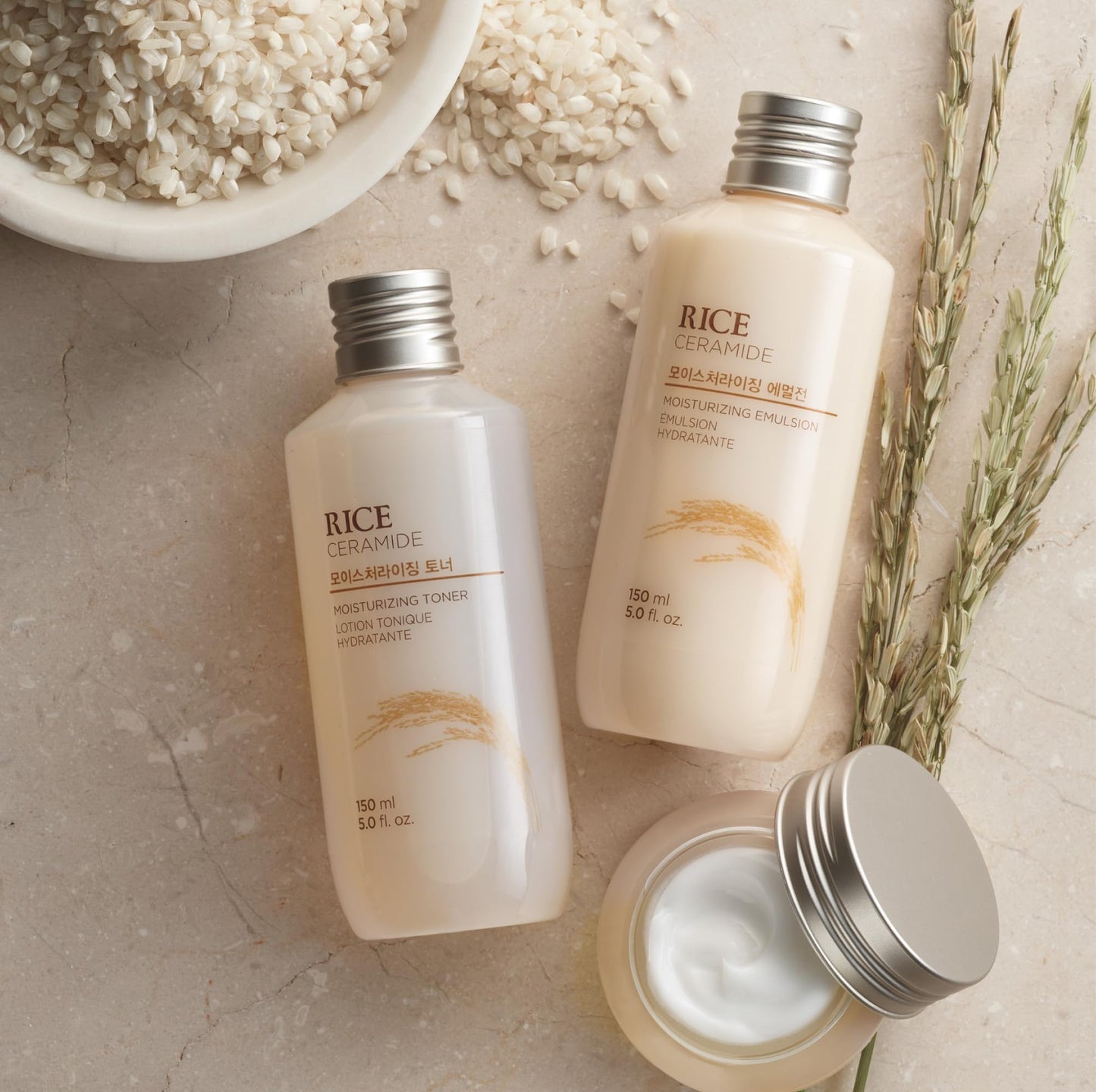 The Face Shop Rice Ceramide Moisturizing Toner - Rice Extract Rice Toner for Face - Strengthens Skin Barrier - Hydrating Targets Dryness - Lightweight Face Moisturizer - Glow Essence Korean Skin Care